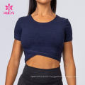 Wholesale Women′s Solid Color Gym Crop Top